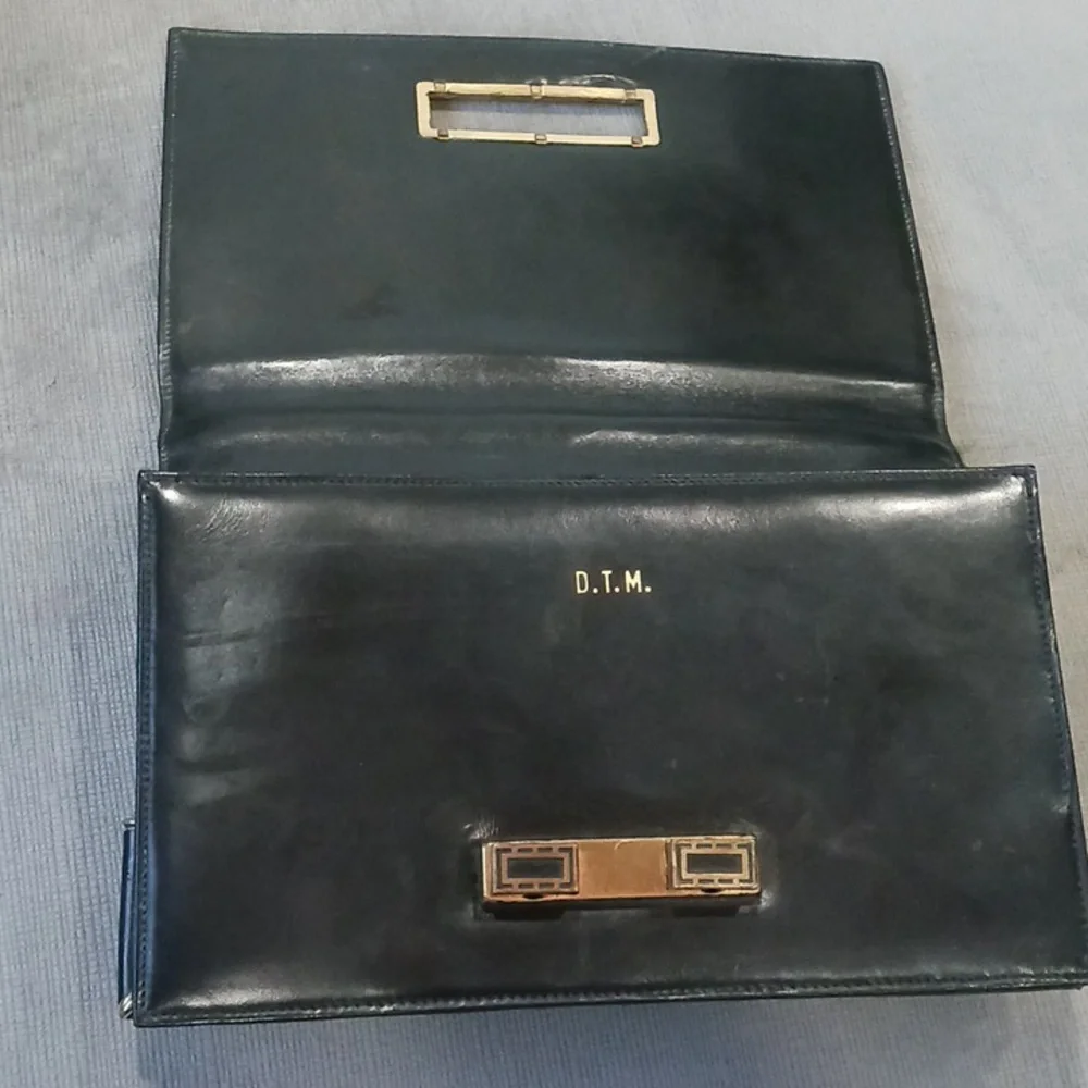 Black Shoulder Bag with Gold Accents